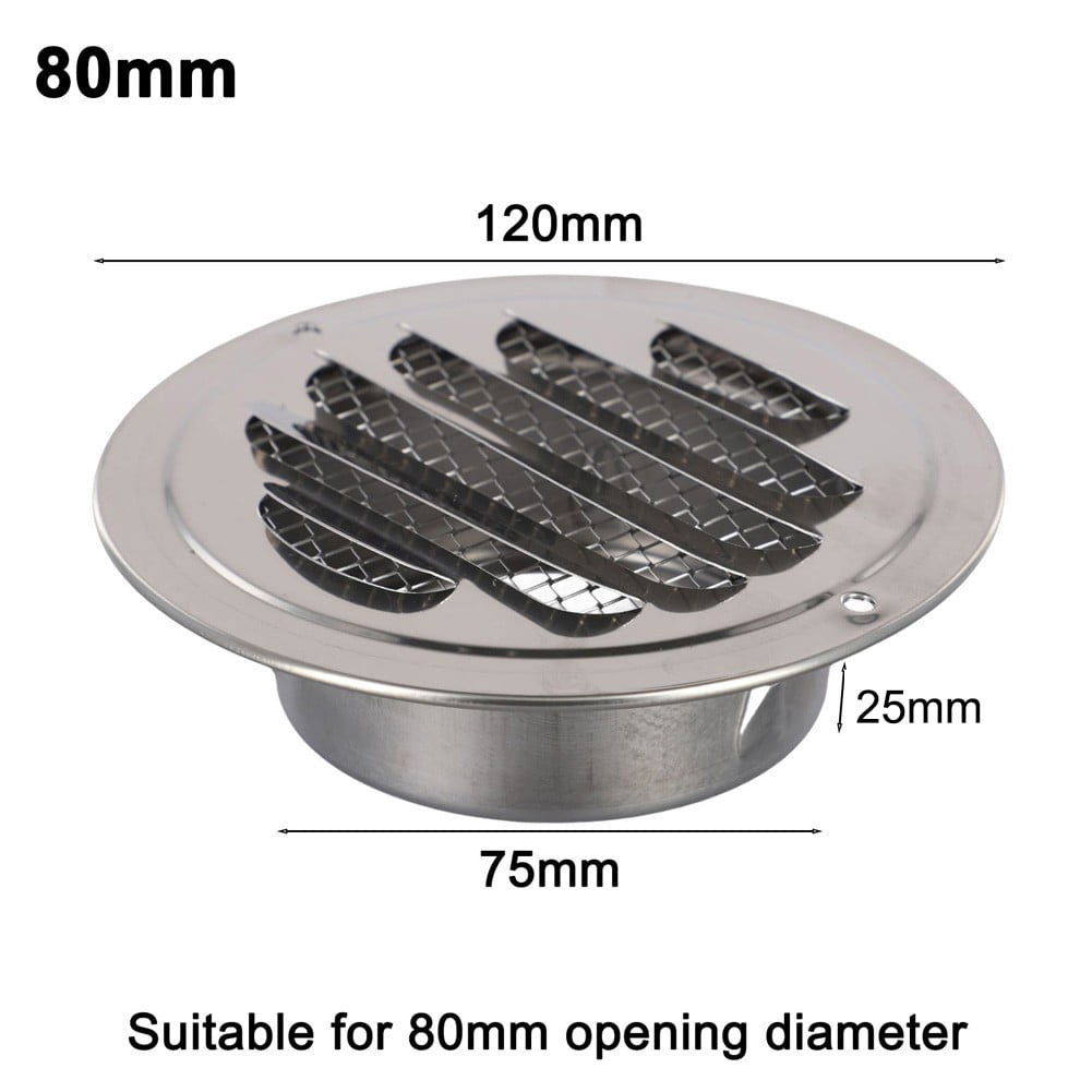 1Pc Round Stainless Steel Air Vent Grille Insect Protection Exterior Wall Ducting Ventilation Tools 70-300Mm Exhaust Hoods Vents