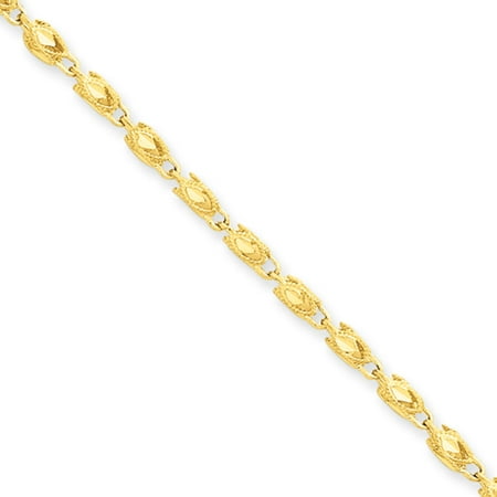 14k Marquise Necklace - 2.5mm 14k Yellow Gold, D/C Marquise Hollow Link Necklace, 24 Inch