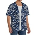 thumbnail image 2 of Uemuo Dragon Pattern Cotton Linen Short Sleeve Shirts,Casual Lightweight Button Down Shirts,Vacation Beach Summer Tops-4X-Large, 2 of 7