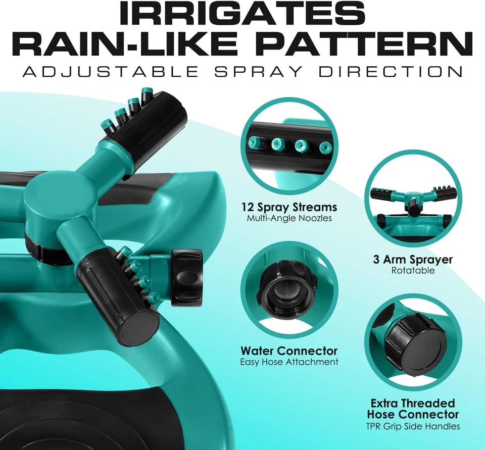 PURELY- Hbn 360° Automatic Rotating Garden Sprinkler | Lawn Sprinkler | Yard Sprinkler