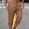 thumbnail image 2 of UVEASISHA Hiking Capri Pants Men Lightweight Quick Dry Cargo Pants Roll-Up Below Knee Work Trousers Summer Casual Cropped Travel Pants with Pockets Brown S, 2 of 8