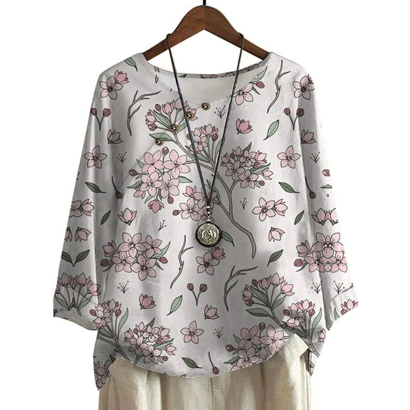 CLOOCL Women Oversized Blouse Small Floral Graphics 3D Print Button Decorate Long Sleeve Plus Size T-shirt Casual Female Tops