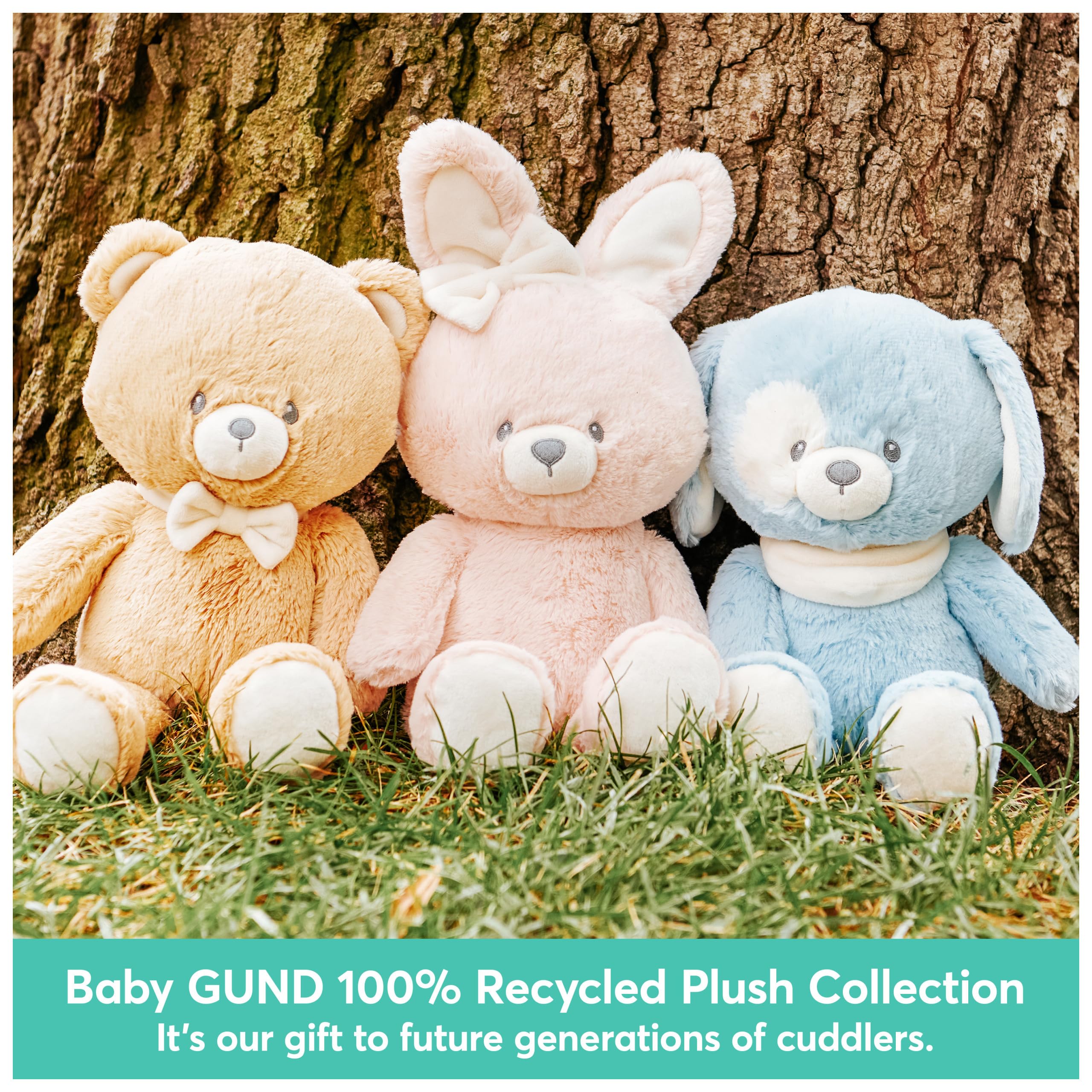 GUND Baby Sustainable Puppy Plush, Stuffed Animal Made from Recycled Materials, Spring Decor, Easter Gift for Babies and Newborns, Blue/Cream, 13