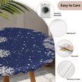 thumbnail image 3 of Navy Blue Snowflake Christmas Round Tablecloth for 36-44 Inch Tables,Fitted Table Cover with Elastic Edge,Rustic Xmas Botanical Waterproof Outdoor Table Cloth Protector for Patio Garden Dinner Picnic, 3 of 9