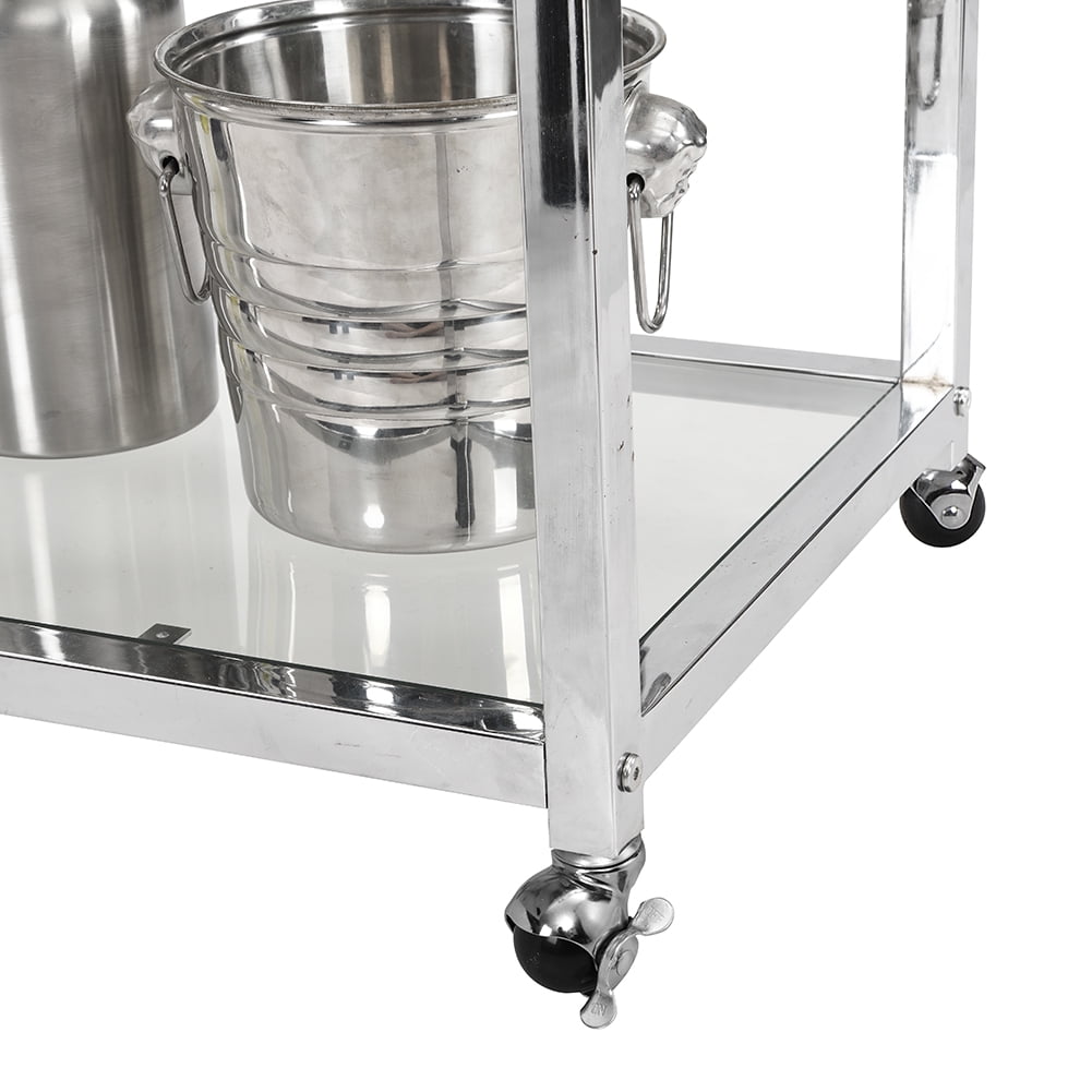 Lowestbest Modern Bar Service Cart, Kitchen Trolley with Storage Function, Chrome Lowestbest Modern Bar Service Cart, Kitchen Trolley with Storage Function, Chrome