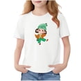 thumbnail image 2 of Blusas y camisas de manga corta con cuello redondo para niños Camiseta de verano de manga corta estampada para niñas Jersey elegante de cuello redondo para niñas Top de algodón para niños, 2 of 6