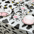 thumbnail image 4 of 81 Pcs Cow Print Party Supplies, 40 Pcs Cow Shape Party Plates, 20 Cow Pattern Napkins, 20 Pcs Forks, 1 Pcs Cow Print Table Cover for Girl Boy Kid Birthday, Baby Shower, Farm Animal Theme Party, 4 of 7