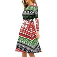 thumbnail image 2 of FKELYI Christmas Snowflake Print Women Dresses Size L Loose Hoilday Twirly Skater Dress Midi Comfy Women Long Sleeve Dress to Look Thin, 2 of 4