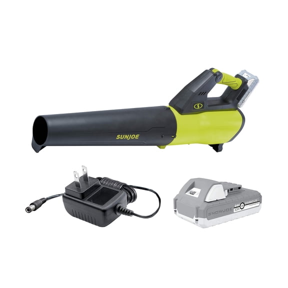 Restored Premium Sun Joe 24V-JB-LTE 24-Volt 385-CFM Amp Turbine Cordless Jet Leaf Blower, Kit (w/2.0-Ah Battery   Quick Charger) (Refurbished)