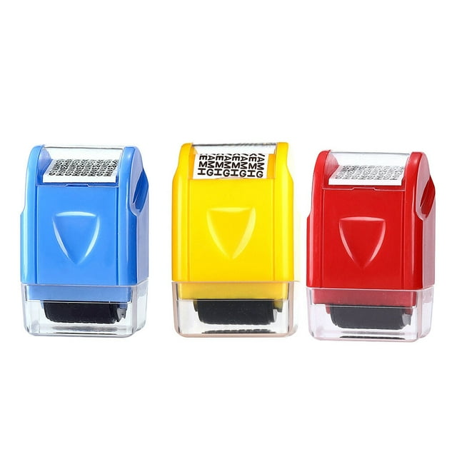 Maoww Confidential Roller Stamps Protection Personal Information Privacy Smear Theft Guard Ink Tools Rollers Blue