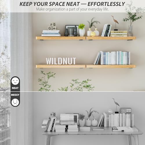 6 Pack Floating Shelf Bracket 12 Inch, Heavy Duty Hidden L Brackets, DIY Rustic Industrial Shelf Brackets with Modern Iron Finish(White)