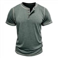 thumbnail image 3 of Camisetas de Corta para Hombre, Camisetas Informales de Algodón Estilo Henley, Camisetas Básicas de Verano Verde S, 3 of 6