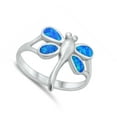 thumbnail image 4 of CHOOSE YOUR COLOR Blue Simulated Opal Dragonfly Bug Ring .925 Sterling Silver CZ Female Size 5, 4 of 4
