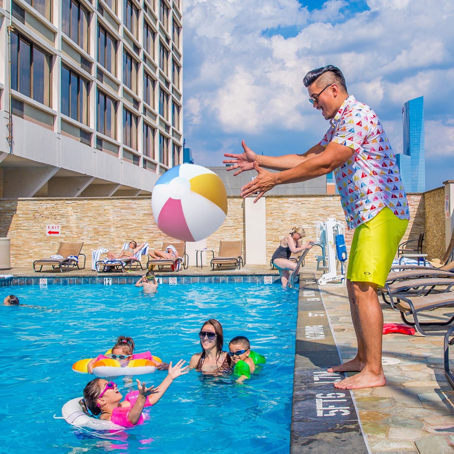 Novelty Place 12 Pack Inflatable Beach Balls 12" Dia. - Summer Beach Pool Party Supplies Pool Toy Fun Floating Toys