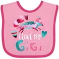 thumbnail image 3 of Inktastic I Love My Gigi Pink and Blue Fox with Hearts Boys or Girls Baby Bib, 3 of 4