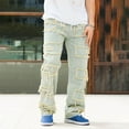 thumbnail image 3 of Gamivast Mens Jeans Relaxed Fitted Ripped Skinny Stretch Jeans Distressed Straight Leg Denim Pants Hip Hop Zip Off Streetwear Trousers with 4 Pockets, 3 of 8