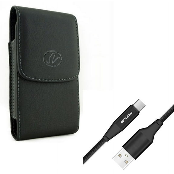 For Galaxy A54 /A53 /A33 - 10ft USB Cable w Case Belt Clip, Type-C Charger Cord Power, Leather Holster Cover for Samsung Galaxy A54 /A53 /A33 5G