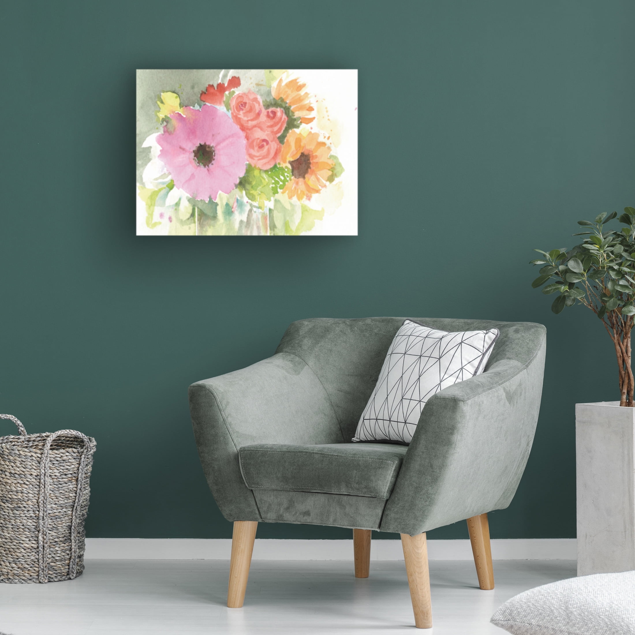 Canvas Wall Art - Sheila Golden 'The Birthday Bouquet' Wall Art for Living Room, Bedroom, or Office Décor by Trademark Fine Art - 19 x 14 Inches