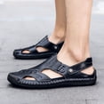 thumbnail image 5 of Roman Sandals for Men, Mens Leather Sandals, Fisherman Sandals for Men, Mens Casual Walking Sandals Closed Toe Beach Shoes Sports Outdoor Sandals Summer Sandals for Hiking Trekking, Black 7, 5 of 9