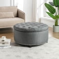 thumbnail image 2 of Porthos Home Nala Round Storage Ottoman, Tufted Fabric, Nailhead trim, 2 of 6