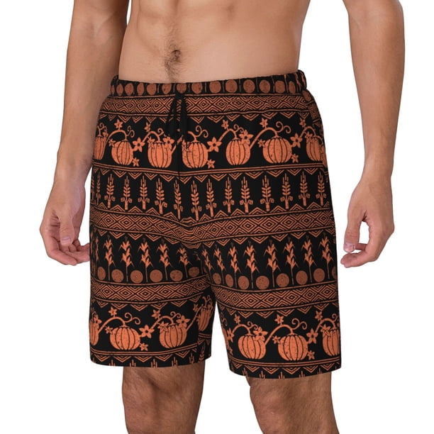 Fotbe Vintage Pumpkin Pattern Traje de Baño para Hombre – Shorts de Natación de Secado Rápido con Forro y Bolsillos-XX-Large