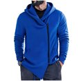 thumbnail image 2 of Men's Casual Jacket Asymmetric Zip Hooded Long Sleeve Slim Fit Going Out Jacket, 2 of 6