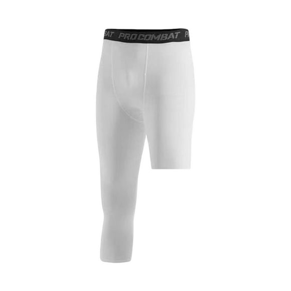 Pantalones de compresión para hombre, mallas de entrenamiento para correr, gimnasio XXXLBlanco Izquierdo Corto