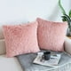 thumbnail image 1 of Juego de 2 fundas de cojín 40 x 40, color rosa, piel sintética, cojín decorativo, cojín de peluche, cojín para sofá, suave cojín de felpa para sofá, 1 of 6