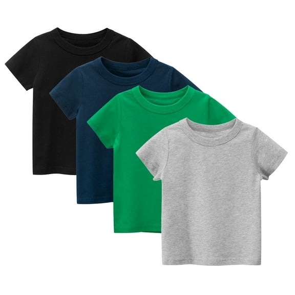 YTDSCS Girls Boys Cotton Crewneck Shirt for Baby Kids Casual Solid Short Sleeve T Shirts 1-9 Years Toddler Summer Breathable Tees