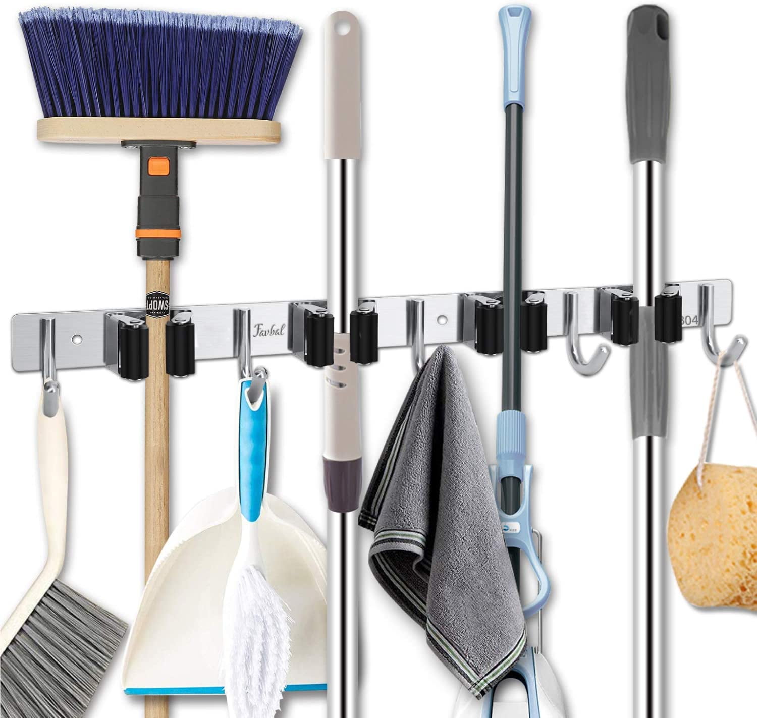 Wall Mounted Mop Rack Brush Broom Holder Hanger Organizer Storage Cleaning Tool Wall Mounted Mop Rack Brush Broom Holder Hanger Organizer Storage Cleaning Tool