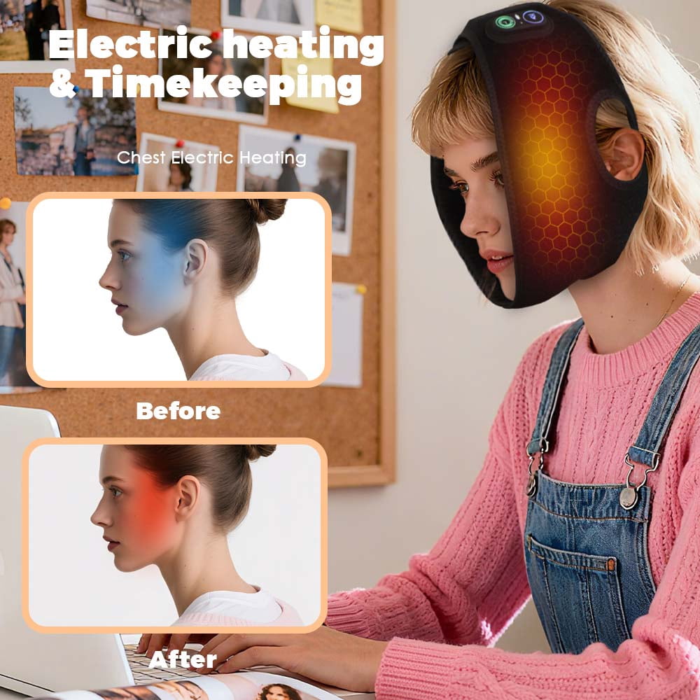 Cordless Face Heating Pad, 5000mAh Heated Wrap Face Mask with 3 Heat and 3 Time Settings, Wearable Heating Pad for Face, Rechargeble Warm Compress for Face Jaw Chin Wisdom Teeth