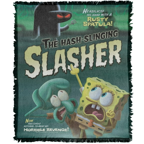 Spongebob Blanket, 50'x60' Hash Slinging Slasher Woven Tapestry Cotton Blend Fringed Throw Blanket