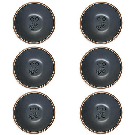 Disney Kitchen Mickey Mouse Icon Ceramic Bowl Set of 6 Gray Tan New