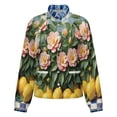 thumbnail image 5 of Jackets for Women Winter Coat Jackets Flannel Stand Collar Jacket(Lemons And Pink Flowers on Tiles,Size:S-4XL), 5 of 7
