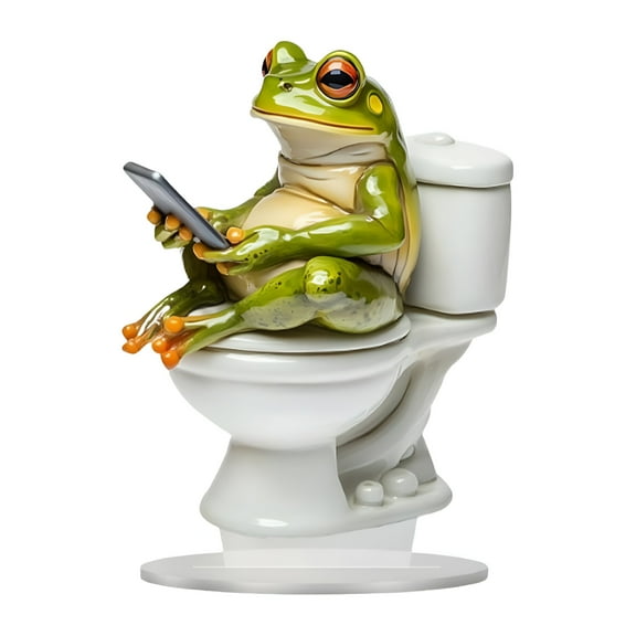LAMIRO Frog Figurines Decor Funny Cute Craft Resin Frog Sculpture Statue for Home Office Desk Tabletop Bathroom Decoration,Ornament Gift