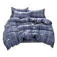 thumbnail image 3 of AUQ 4 Piece Queen Comforter Set,Plaid Bedding Comforter Set Black and White Grid Geometric Quilt Set Soft Lightweight Down Alternative Bed Set (Blue), 3 of 7