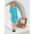 thumbnail image 4 of HAPPY BAY Women's Summer Loungewear Relaxed Fit Caftan Mini Casual Sundress 2X-3X Cobalt, Palm Tree, 4 of 5
