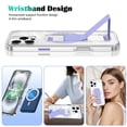 thumbnail image 4 of Decase for iPhone 13 Pro Slim Clear Case with Stand Hand Strap,Support Wireless Charging,Shockproof Rugged Dual-Layer Transparent Magnetic Back Cover for iPhone 13 Pro,Purple, 4 of 8