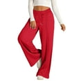 thumbnail image 3 of Women's Oversized Wide Leg Sweatpants - Elastic Drawstring Low Waist - Lightweight Casual Pants with Pockets, 3 of 8