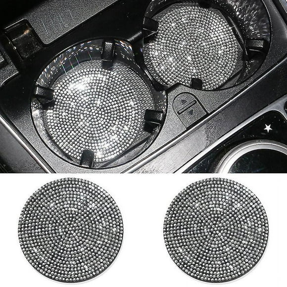 Car Coasters, Set Of 4 Stylish Non-slip Shockproof General Motors Drink Holder Coasters Insert Bling Crystal Rhinestone Auto Car Interior Accessories