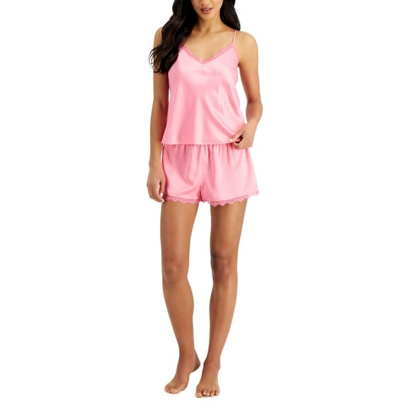 INC International Concepts Womens Lace-Trim Pajama Set Pink Gemstone Size Small