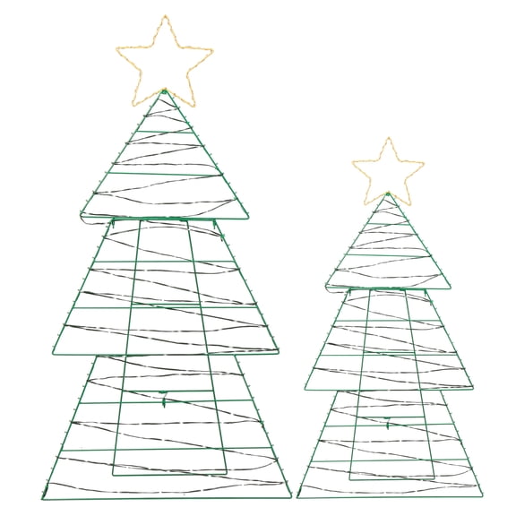 Zimtown 2 pcs Lighted Metal Christmas Trees, Multicolor LED Outdoor Indoor Holiday Decor