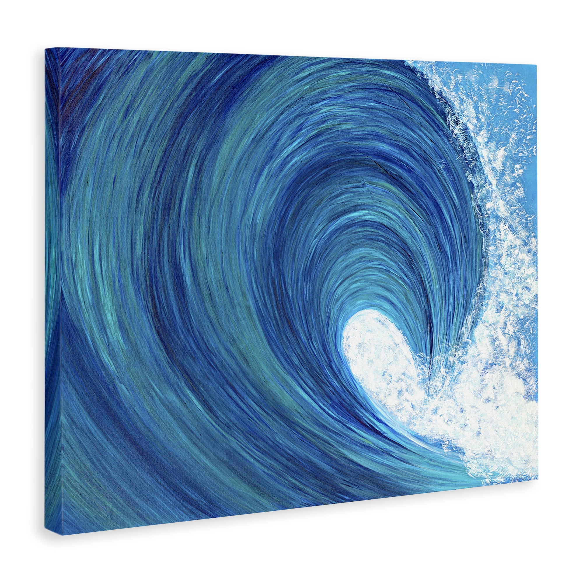 Stupell Industries Swirling Ocean Wave Coastal Painting Gallery Wrapped Canvas Art Print Wall Art, 48 x 36