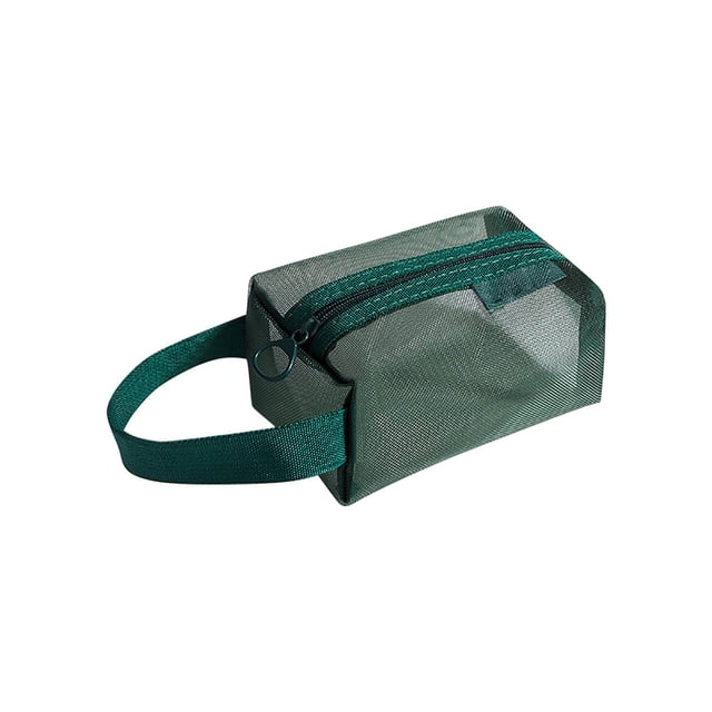 SLYNSHome Portable Square Mesh Storage Bag Green Zippered Cosmetic Bag Small Square Mesh Coin Purse Travel Storage Carry Pouch - Large