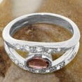 thumbnail image 5 of LBG British Made 18k White Gold Womens Ring Natural Pink Tourmaline & Cubic Zirconia Band Ring - 33 size options - Size 7.5, 5 of 7