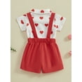 thumbnail image 5 of Elippeo Baby Boys Valentine's Day Outfits 3M 6M 12M 18M 24M Heart Print Bowtie Short Sleeve Rompers Suspender Shorts 2Pcs Clothes Set, 5 of 10