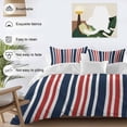 thumbnail image 3 of 3 Piece Navy Blue Red Striped Duvet Cover Set Queen Size,Microfiber Comforter/Quilt Cover with Corner Ties and 2 Pillowcases,Modern Minimalist Ombre Lines All Season Soft Bedding with Zipper Closure, 3 of 8