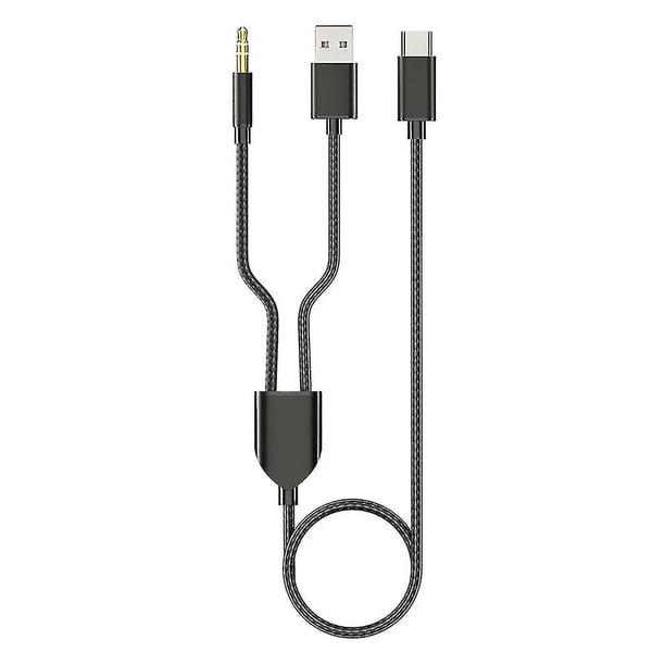 Cable de audio para automóvil tipo C 2 en 1 YONGSHENG negro