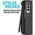 thumbnail image 4 of Case with Clip and S Pen Slot for Galaxy Z Fold 3 5G, Nakedcellphone [Grid Texture] Slim Hard Cover and Rotating Belt Hip Holster Holder Combo for Samsung Z Fold3 Phone (SM-F926) 2021 - Red, 4 of 10