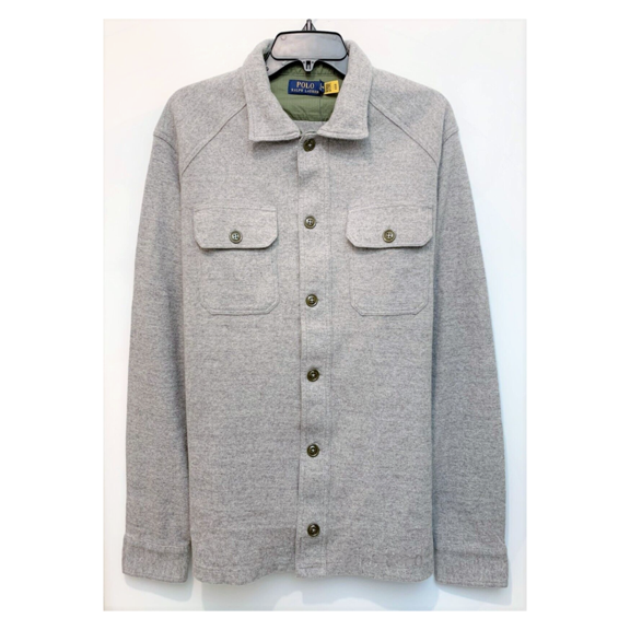 POLO RALPH LAUREN Men's Flannel L/S Sport Shirt in Grey Heather, Lg